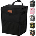 Pritent Car Trash Can with Lid, Cute Leakproof Car Trash Garbage Bag Hanging Vehicle Trash Bin Small Portable Automotive Garbage Cans Organizer for Back/Front Seat(4 Gallons,Black)