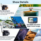 1080P HD Wireless Backup Camera: 1-Min Magnetic Easy Install No Wiring 7" Anti-Glare Monitor with Clear Night Vision - 24H Long Life Solar Scratch-Proof Rear View Camera for Truck Trailer SUV Small RV
