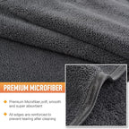 SINLAND Microfiber Car Drying Towels Ultra Absorbent,No Streaks,Scratches, or Water Spots,Wash Cleaning Auto Detailing Towels 380gsm 16inch x 24inch 3Pack Grey