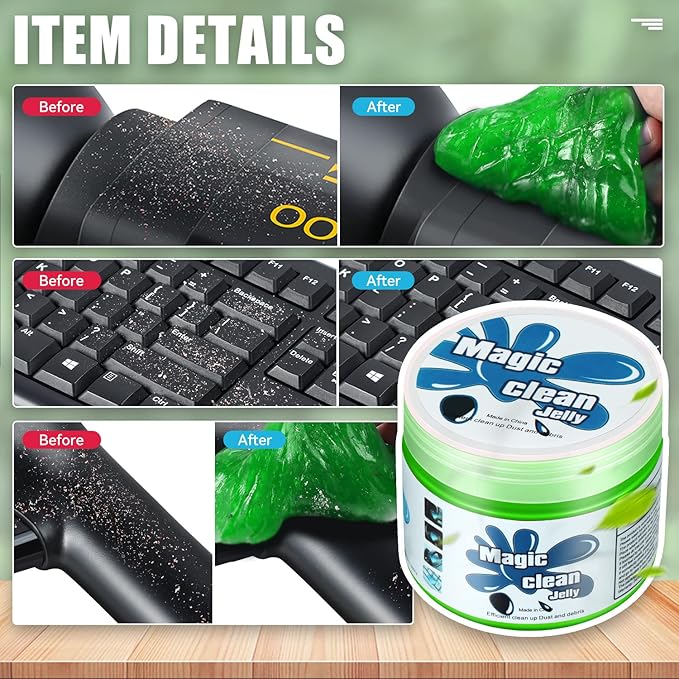 Auto Dynasty 2024 Universal Home/Office Keyboard/Interior Car Air Vent Auto Detailing Car Slime Cleaner Dust Cleaning Removal Gel Putty Jelly, Green