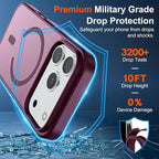 SUPFINE Magnetic for iPhone 17 Pro Case (Compatible with MagSafe)(Military Grade Drop Protection) Translucent Matte Shockproof with Anti-Fingerprint Phone Cover 2025,Wine Red