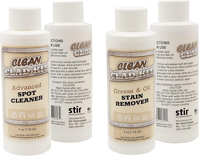 Stir Technologies Upholstery Cleaner Kit – 2-Pack Stain Removers for Couch, Sofa, Car Seats & Carpet – Targets Grease, Food, Oil, Beverage & Makeup Stains – Auto Interiors & Home Use – Made in USA
