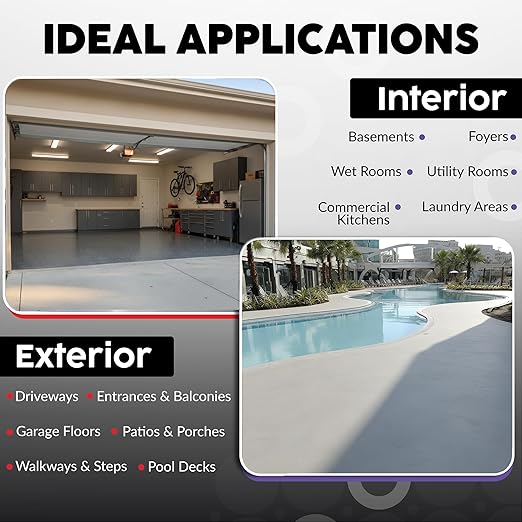 Premier Seal Non-Slip Concrete & Paver Sealer – Clear Anti-Slip Sealant for Pool Decks, Driveways & Garages - Matte Finish