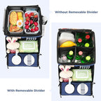 COOLBEBE Car Seat Organizer, Backseat Car Organizer with Cup Holders for Kids and Adults Travel, Cooler Compartment Passenger Seat Organizer Storage Box for Front or Middle Seat, Navy Blue