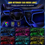 Jushope Interior Car LED Strip Lights, RGB USB Car Ambient Lighting with Wireless APP & Remote Control, Car Accessories Fiber Optifc Lights Sync to Music (2 LED/157 inches)