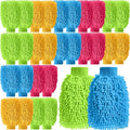 24 Pack Car Wash Mitt Bulk Microfiber, 10'' x 8'' Chenille Car Wash Mitt Gloves, Scratch Free Double Sided No Lint No Marks for Truck SUV and All Vehicle Surfaces (4 Colors)
