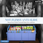 titiyiof Trunk Organizer For Suv & Sedan,Car Organizers and Storage, Waterproof Collapsible & Adjustable Straps,75L Sturdy Car Organization for Car Accessories, Tools,Sundries,2-3 Compartment（Blue）
