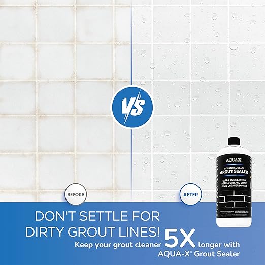 AQUA-X Grout Sealer (1 Qt): Professional-Grade Impregnator Sealant for Shower Tile Grout and Backsplash - Long-Lasting with Fast-Drying Formula