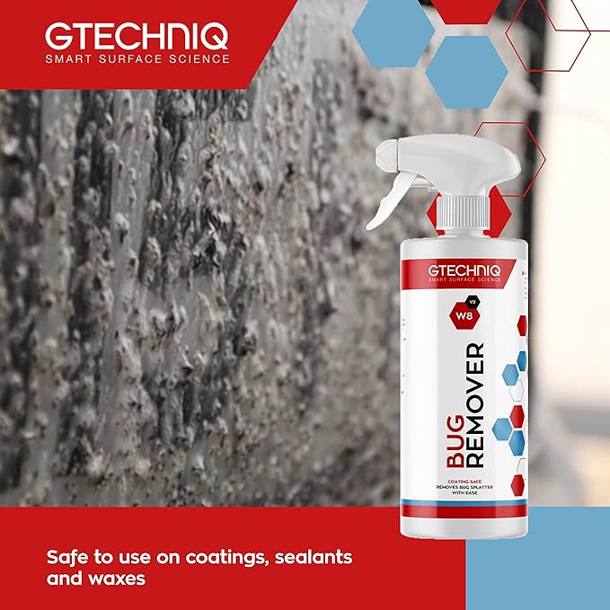 Gtechniq - W8 Bug (Splatter) Remover - Easily and Safely Remove Bug Splatter Without Aggressive Ingredients, Safe on Existing Coatings, Neutral Formula (1 Liter)