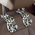 CoBak Purse Hook for Car - Universal Premium Stitched Leather and Aluminum-Magnesium Alloy Double Car Seat Back Storage Hook for Purses, Handbags, Bags (2 Pack),Chess Flower