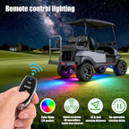 10L0L Golf Cart Underbody Light Kit, Underglow LED Strip for EZGO Club Car Yamaha, 24 Modes Multicolor RGB Music Sync Waterproof, Canopy Lights Optional (4 Pack(Underbody-Fishbone))