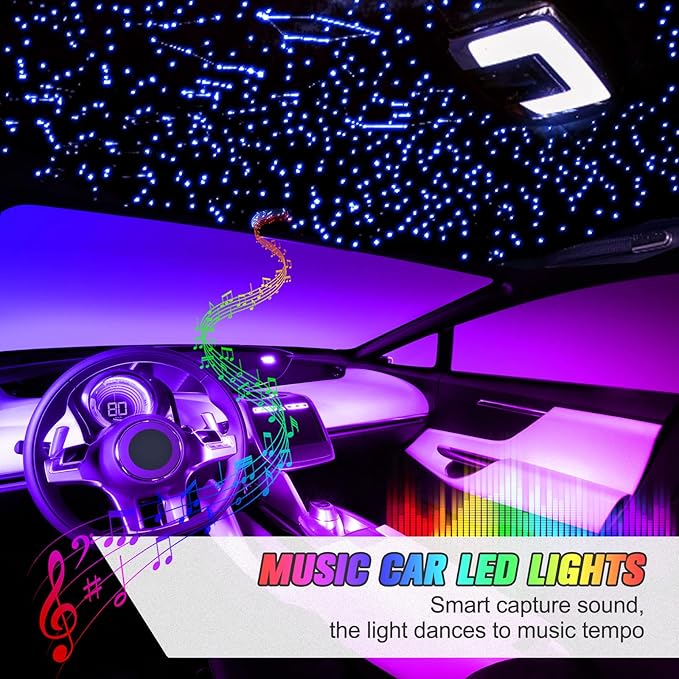 32W Starlight Headliner Kit, Star Lights for Car Roof&Home Decoration, Fiber Cable 800pcs*0.03in*13.1ft RGBW Star Light Headliner with Bluetooth APP/Remote Control/Music Mode