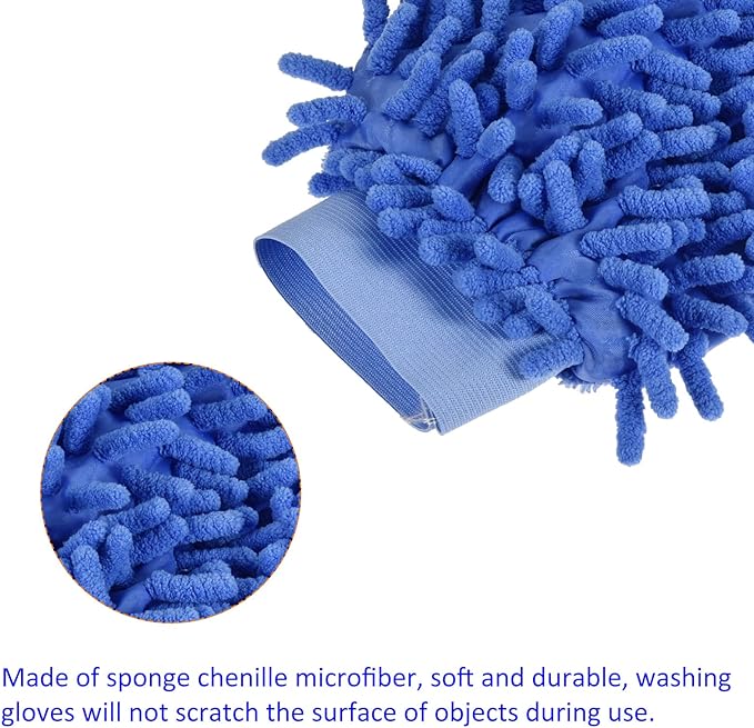 M METERXITY Microfiber Wash Mitt - Chenille Reusable Gloves for Cleaning, Scratch-Free, Apply to Kitchen House Cleaning
