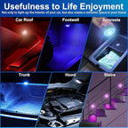 4PCS Wireless Car LED Lights with Remote Control, 16 Colors Interior Car Led Puck Lights, Rechargeable Ambient Lighting Kit with Dimmer & Timer, Inside Night Lamp for Vehicle Home Decoration