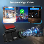 SIXTOP 4K Dash Cam Front and Rear, 4K+2K Dual Dash Camera for Cars, ADAS, 5.8GHz WiFi GPS 64GB Card Included, Night Vision, 3.16'' IPS Screen G-Sensor 24H Parking Mode Loop Recording Wide Angle