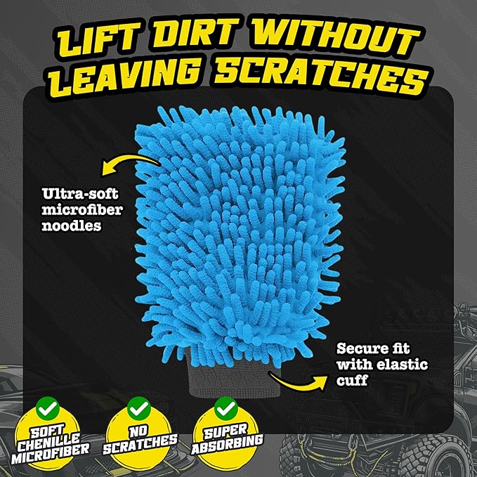 Salty Captain Microfibre Mitt & Towel Set – Ultra-Soft Wash Mitt for Scratch-Free Cleaning – XL Car Drying Towel for Streak-Free Shine – Interior & Exterior Car Detailing Kit