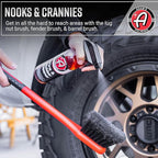 Adam's Wheel & Tire Brush Combo (2-Item) - Includes Wheel Brush & Tire Brush for Cleaning Rubber, Plastic, Chrome, Metal, Aluminum, Rim & Spoke Surfaces