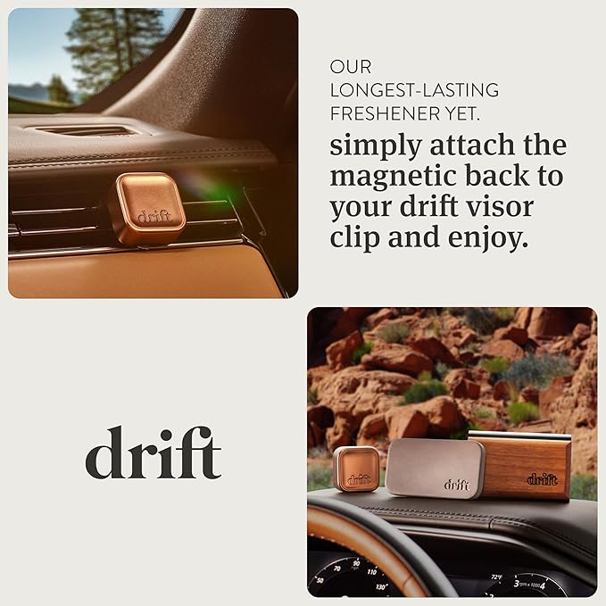 Drift Metal Vent Clip Starter Kit - Car Air Freshener - Scent Diffuser for Car - Metal Odor Eliminator - Pine