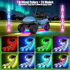 10L0L Golf Cart Underglow LED Light Kit, 4PC Flexible Neon Strip Lights with 14 Modes, Music Sync, Waterproof Remote Control Underbody Glow for EZGO, Club Car, Yamaha