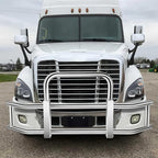 DNA MOTORING Front Bumper Brush Bull Bar Deer Guard Compatible with Freightliner Cascadia 2008-2017, 3mm Thick Iron Tubing, Polished Chrome, DG-G-002-SS+BKIT-DG-004