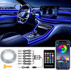 DEHERANE Interior Car LED Strip Lights, RGB 6 in 1 Ambient Lighting Kit with 315 inches Integrated Fiber Optic, 16 Million Colors Car Interior Lights with Wireless APP& Remote Control, Sync to Music
