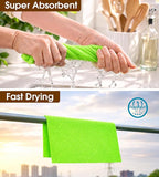 KitchLife Microfiber Cleaning Cloth Roll, 100 Pack - Tear-Away Microfiber Paper Towels, Lint-Free, Reusable, Washable for Kitchen, Car, Dishes, and Sensitive Surfaces (Neon Green)
