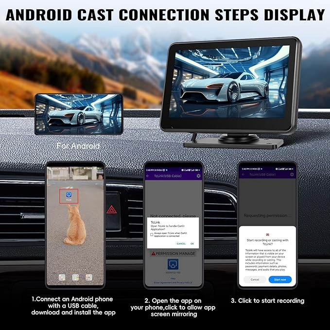 1080P Backup Camera System Kit,7 Inch Reversing Monitor with Record Function Night Vision DVR Monitor 2 Camera 2 Split Screen+Waterproof Reverse/Front View Camera for RV/Semi Box Truck