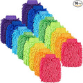 Toulite 16 Pcs Car Wash Mitt Chenille Microfiber Wash Mitt Double Sided Glove Cleaning Drying Mitts (5.91 x 9.06 Inch,Bright Colors)