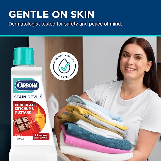 Carbona Stain Devils® #2 - Ketchup, Mustard & Chocolate | Professional Strength Laundry Stain Remover | Multi-Fabric Cleaner | Safe On Skin & Washable Fabrics | 1.7 Fl Oz, 1 Pack