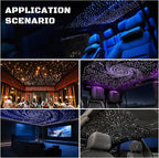 Fiber Optic Car Starlight Headliner Kit, Sound Activated RGBW 16W 450pcs*0.03in*9.8ft Fiber Strands Starlight Kit with APP& Remote Controlled, Star Lights for Ceiling Car Roof/Home Decor