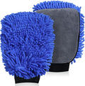 2Pack Premium Car Wash Mitt, Scratch-Free 2-in-1 Dual-Side Chenille Microfiber Gloves for Auto Detailing, Safe on Paint, Glass, Chrome – for Cars, Trucks, SUVs, RV & Motorcycle (Blue)