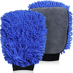 2Pack Premium Car Wash Mitt, Scratch-Free 2-in-1 Dual-Side Chenille Microfiber Gloves for Auto Detailing, Safe on Paint, Glass, Chrome – for Cars, Trucks, SUVs, RV & Motorcycle (Blue)
