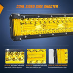 Nilight Side Shooter Light Bar 12Inch Triple Row Spot Flood Combo Yellow Beam Work Lights with 5Pin Rocker Switch Wiring Harness Kit for Off-Road Lighting on Truck SUV ATV UTV