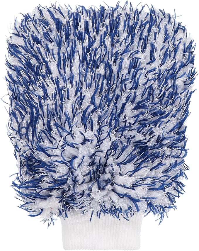 HARFINGTON Chenille Microfiber Car Wash Mitts 10.2" x 6.7" Scratch Free Wash Gloves Absorbent Double Sided Plush Cleaning Drying Mitts for Car Washing Home, Blue