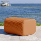 Big Joe Solvana Outdoor Ottoman, Weather-Resistant Cool Touch Silicone Stitched Leather, Ottoman Only, Honey Sand
