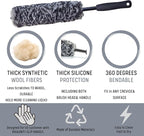 oesee Refined Long Handle Car Wheel Brush Arsenal, Soft Wheel and Rim Brush,Tire Brush, Bendable & Durable Car Wheel Rim Cleaner Brush Set for Cleaning Wheel and Tire, Large, Grey & Black