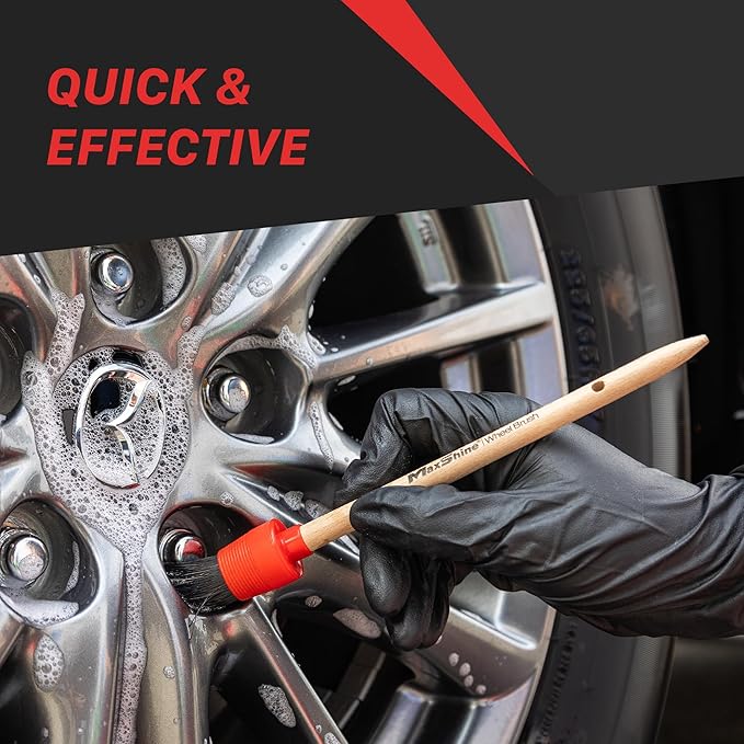 Maxshine 3 Pieces Professional Auto Detailing Brush Kit - Interior & Exterior Cleaning for Dashboard, Emblems, Panels, Engine Bay, Wheels, Air Vents, Seats & Leather - Scratch-Free