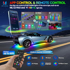 MICTUNING N8 Car Underglow Light Bar Kit, Chasing Color RGB+IC LED, Aluminum Exterior Underbody Multicolor Soundsync Neon Light Strip, Wireless App & Remote Control, IP68 Waterproof, 8PCS