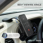 iHome Car Mount, Dashboard/Windshield/Vent Mount, Swivel Neck, Silicone Grip, Adjustable Mount Arm with Suction Cup Base (Magnetic Car Mount 15W)