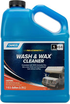 Camco Wash & Wax Cleaner for RVs, Trailers, and Vehicles - Contains 100% Carnauba Wax |Provides a Clean Shiny Finish Without Buffing| Waterproof Resistant Beading Action - 1 Gallon (40498)