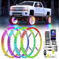 Nilight 4PCS 15.5inch Double Row Wheel Ring Lights Dream Color with APP and Remote Control Neon Lights w/Turn Signal and Braking Function Dual Row for Car Van SUV Truck