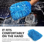 MLY Microfiber Car Wash Mitt, Double-Sided Plush Green Mitt Kit Cleaner, Car Wash Mitt Scratch Free for Car Washing and Home Cleaning (7.12" x 10.14" # Blue)