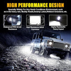 8Pods Metal Bright Pure White LED Rock Lights Kit,Per pod provided 15FT Power Cord,6500K 36LEDs Neon Underglow Light Aluminum Waterproof Fender Lights for Trucks Trailer Jeep Off Road ATV UTV