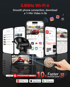 REDTIGER 4K STARVIS 2 Dash Cam Front and Rear, 5GHz WiFi 20MB/s Download, 128GB Card Included, Voice Control, Dash Camera for Cars with 3.18" Touch Screen, GPS, Loop Recording, Parking Mode(F7N Touch)