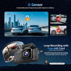 3 Channel Dash Cam: 4K+1080P+1080P-Dash Cam Front and Rear Inside with Free 64GB Card & 5GHz WiFi - Dash Camera for Cars with IR Night Vision APP Control Parking Mode G-Sensor Loop Recording(X7)