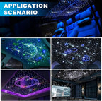Car Starlight Headliner Kit, 4 Colors 32W Twinkle & Meteor Star Ceiling Lights, 2 in 1 Fiber Optic Light 4 Port Engine 800pcs*0.03in*13.1ft+240 RGBW Shooting Stars Lights for Car Home Roof Décor