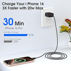 iPhone 17 16 15 Charger Fast Charging,20W USB C Wall Charger Block with 6ft Type C to C Cable Cord for Apple iPhone 17/17 Pro/17 Pro Max/17 Air/16/16 Plus/16 Pro/16 Pro Max/15 Pro Max/iPad Pro Black