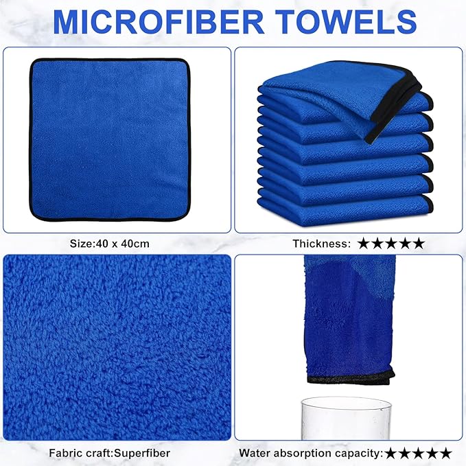 Tallew 50 Pcs Microfiber Towels:16"x16" Microfiber Drying Towels Bulk Micro Fiber Car Cleaning Cloth for Cars Drying Washing Polishing Office Windows Cleaning Household Supplies (Blue)