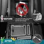 Autorder Center Console Organizer for 2021 2022 2023 Hyundai Santa Fe Accessories Armrest Storage Box Secondary Insert Tray with 2 Color Mats