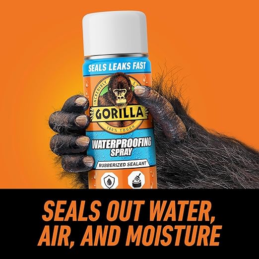 Gorilla Waterproof Patch & Seal Rubberized Sealant Spray, White, 14 Ounce (Pack of 1) - Seals Out Water, Air, and Moisture
